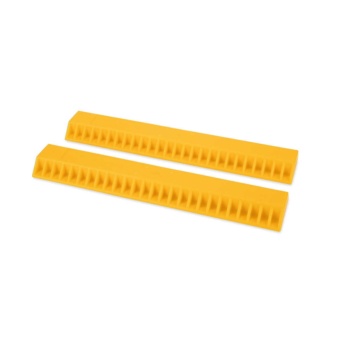 Camco AccuPark front view showing high-visibility yellow and compact footprint for safer parking