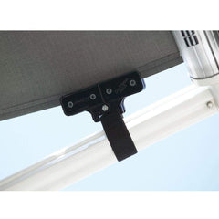 Camco De-Flapper Max used with screen room installed, secures fabric without removal