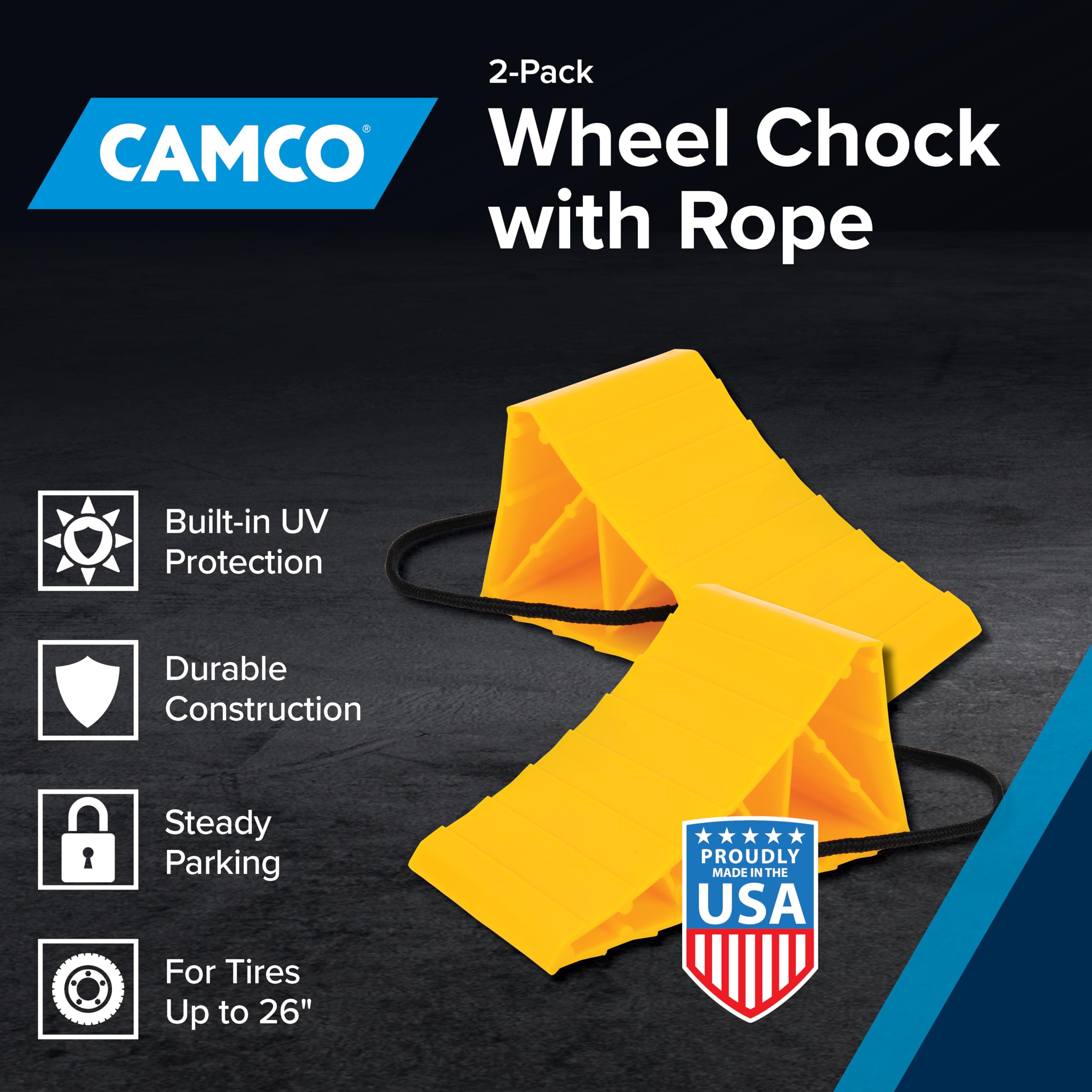 Camco close-up of chock plastic texture showing UV-resistant durability