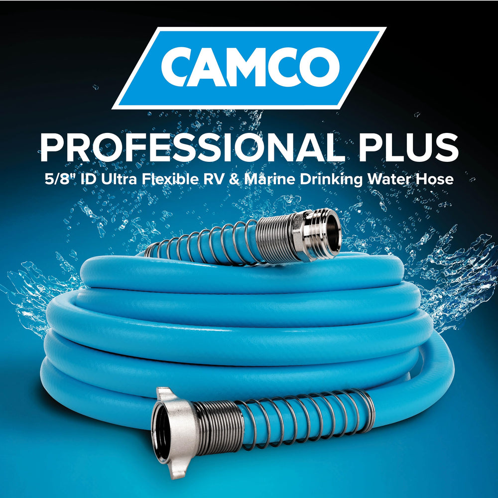 Camco EVOFlex stainless steel strain relief fittings close-up for corrosion resistance