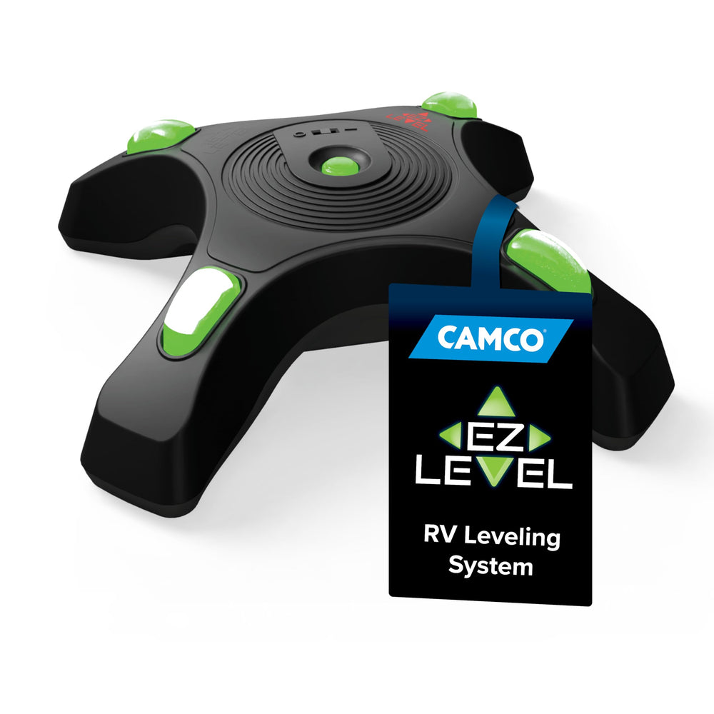 Camco front view showing compact profile and easy-read lights for faster setup