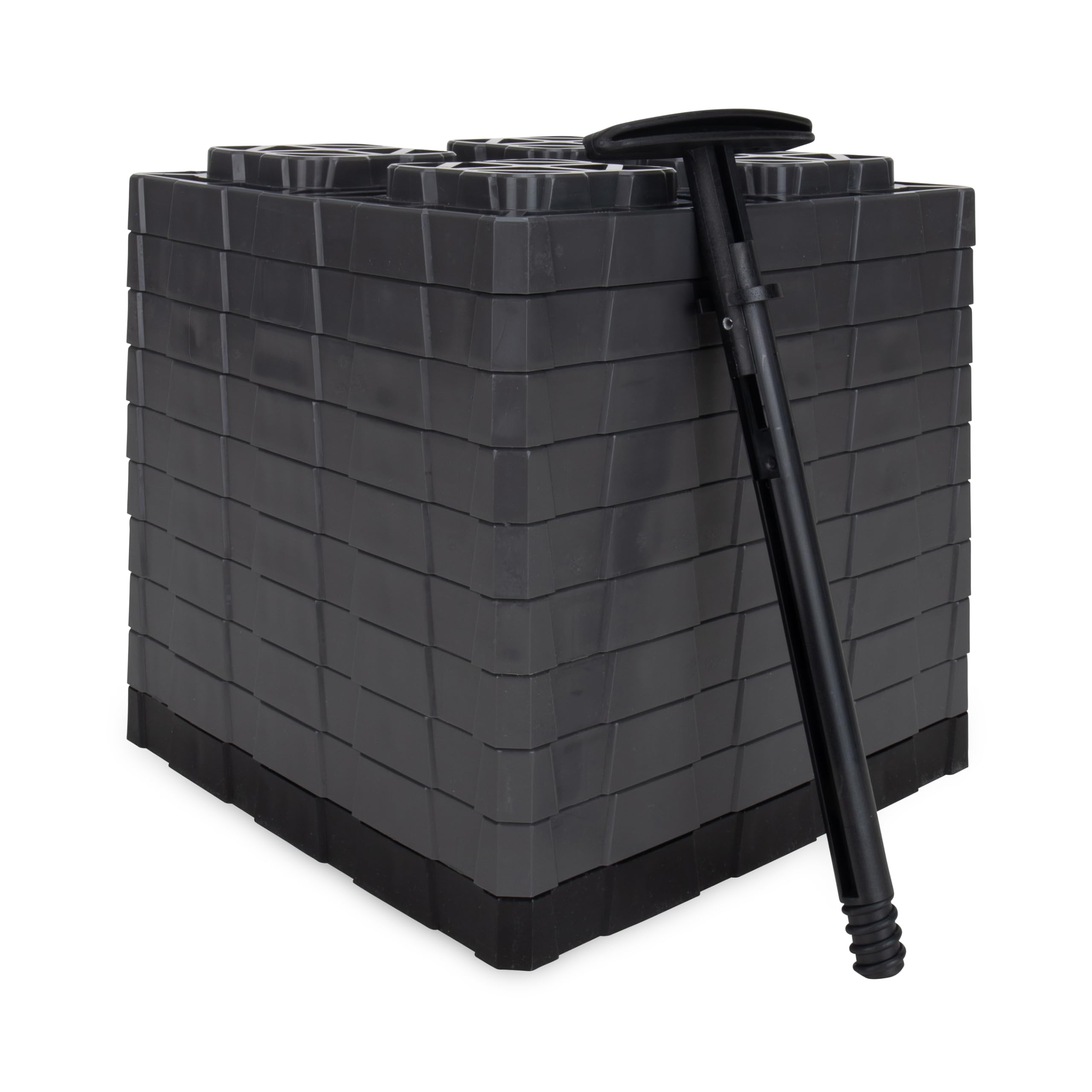 Camco FasTen XL placed on gravel campsite illustrating improved footing and reduced sinking
