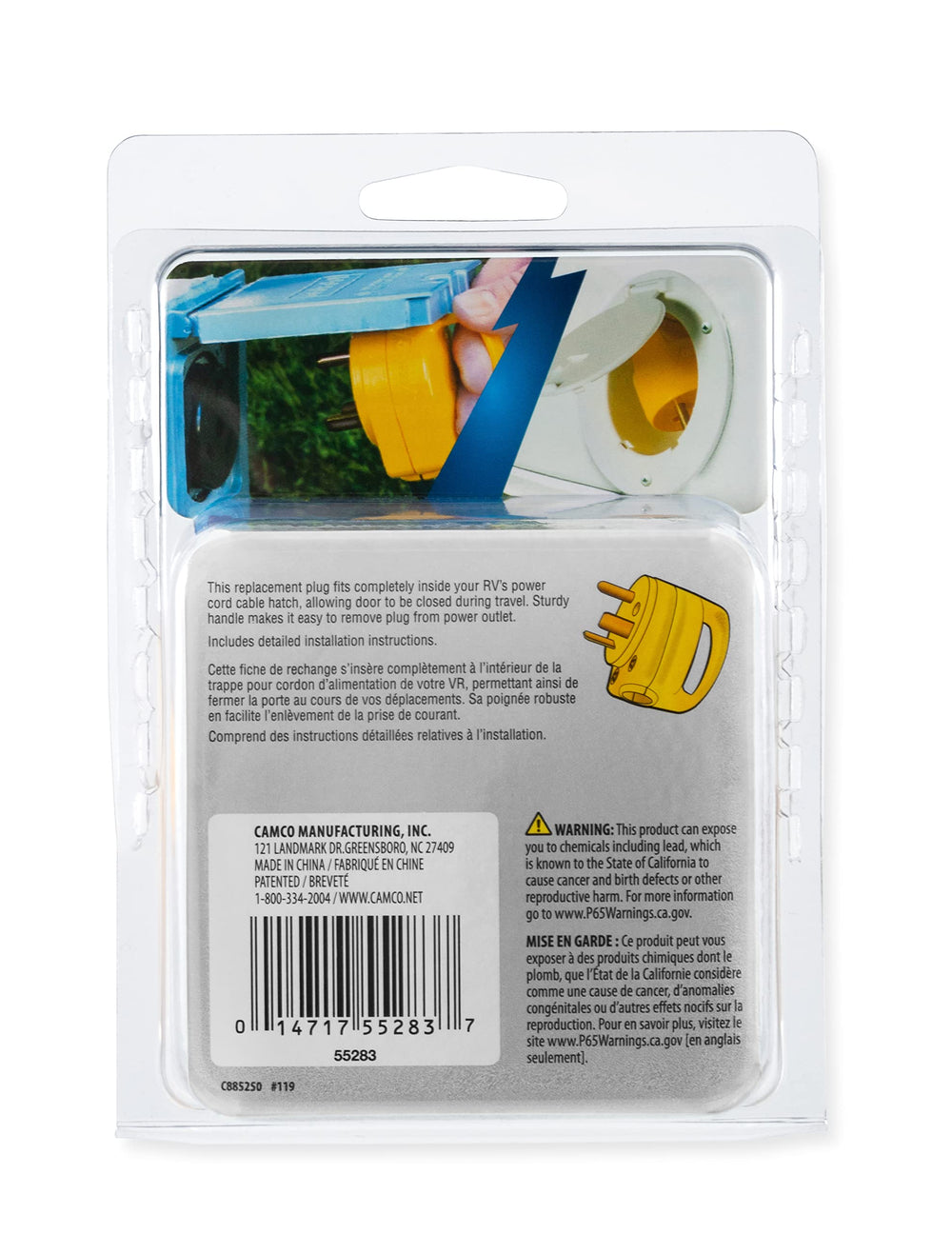 Camco product packaging with instruction sheet showing simple step-by-step installation guidance