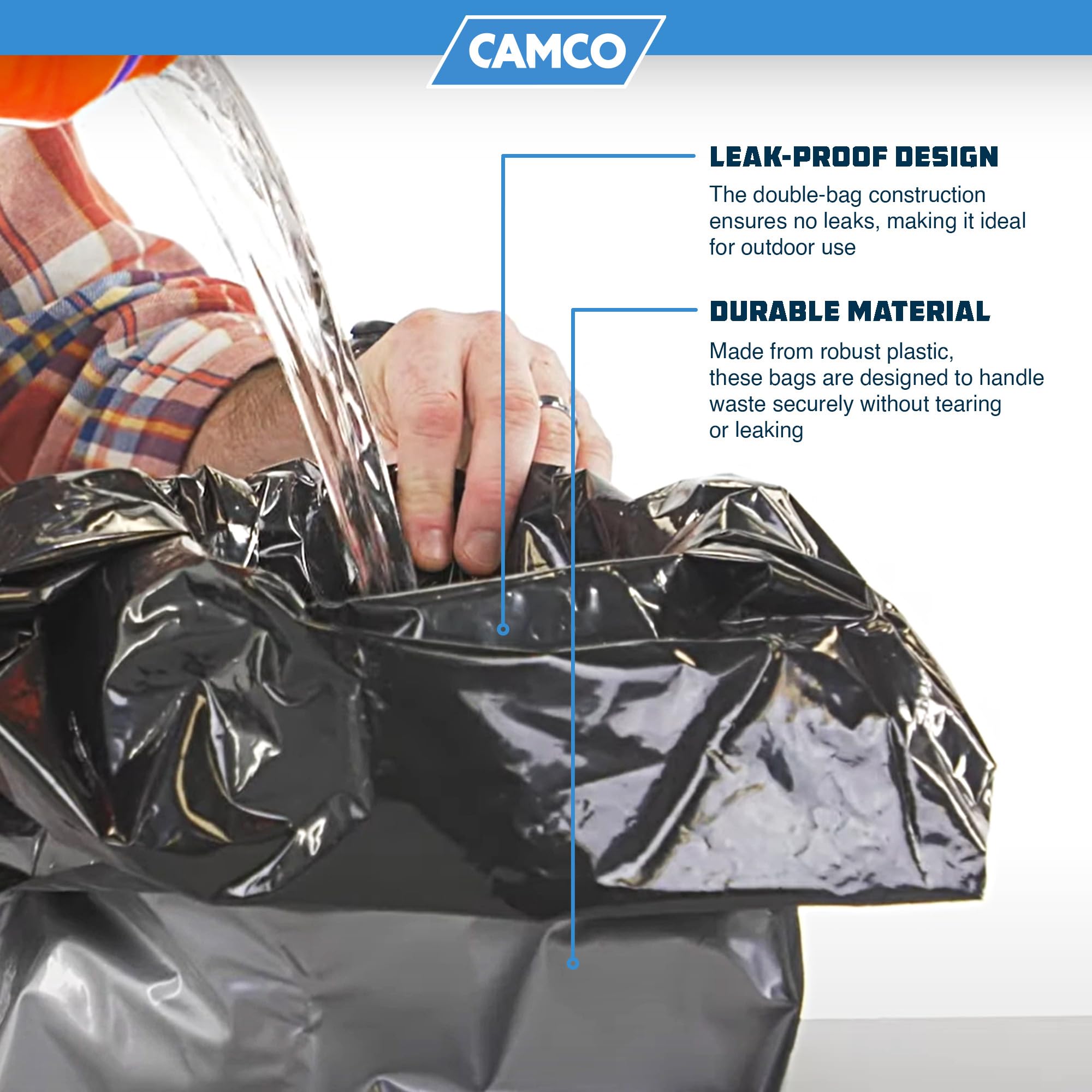 Camco pack size next to camping gear for compact storage benefit