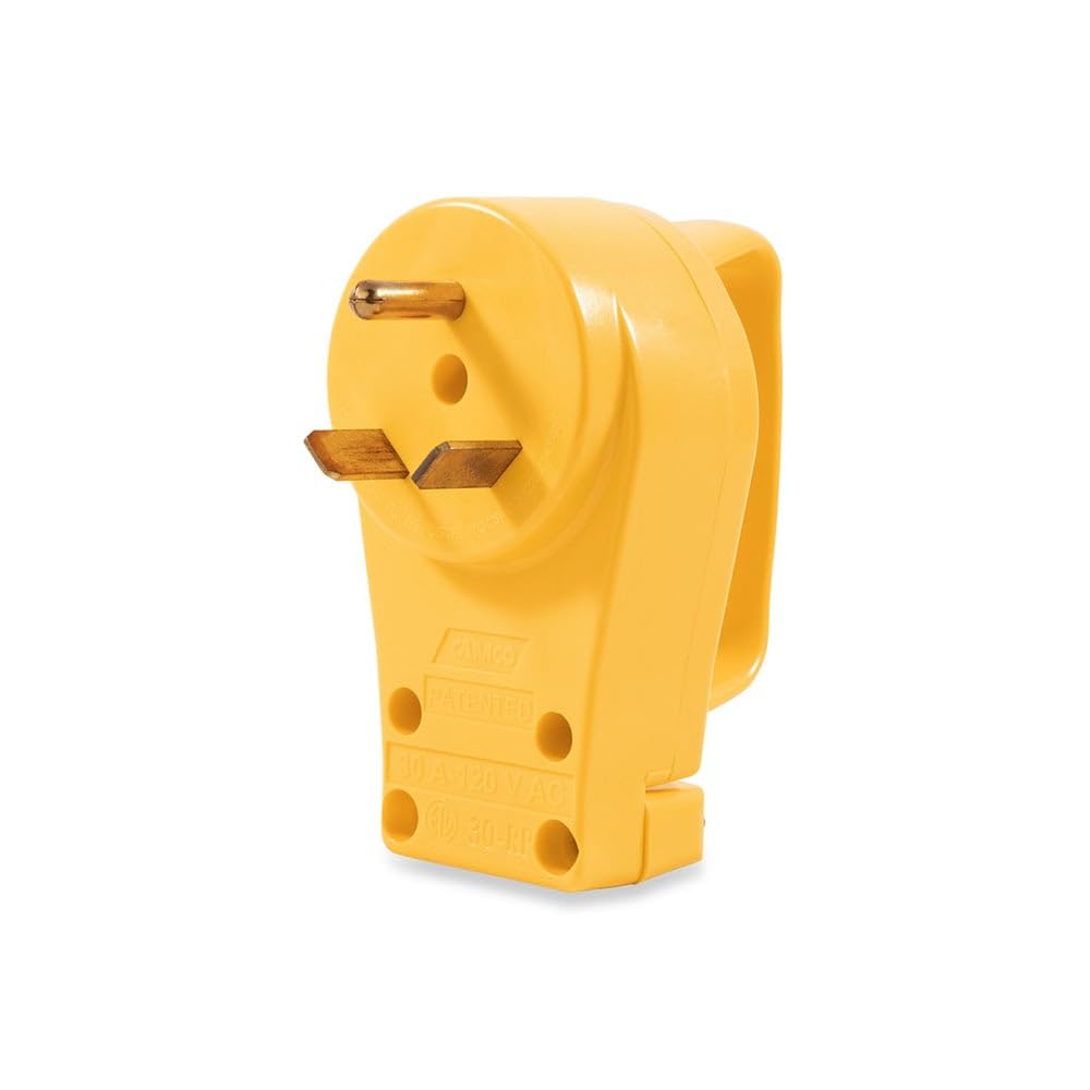 Camco PowerGrip handle closeup showing ergonomic grip for easier unplugging benefit