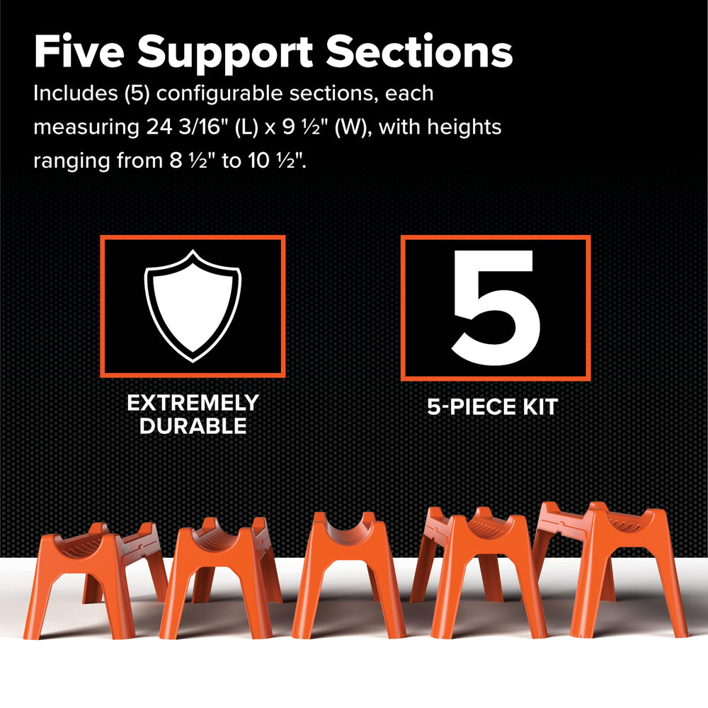 Camco Rhino supporting a sewer hose in use for reliable downhill flow