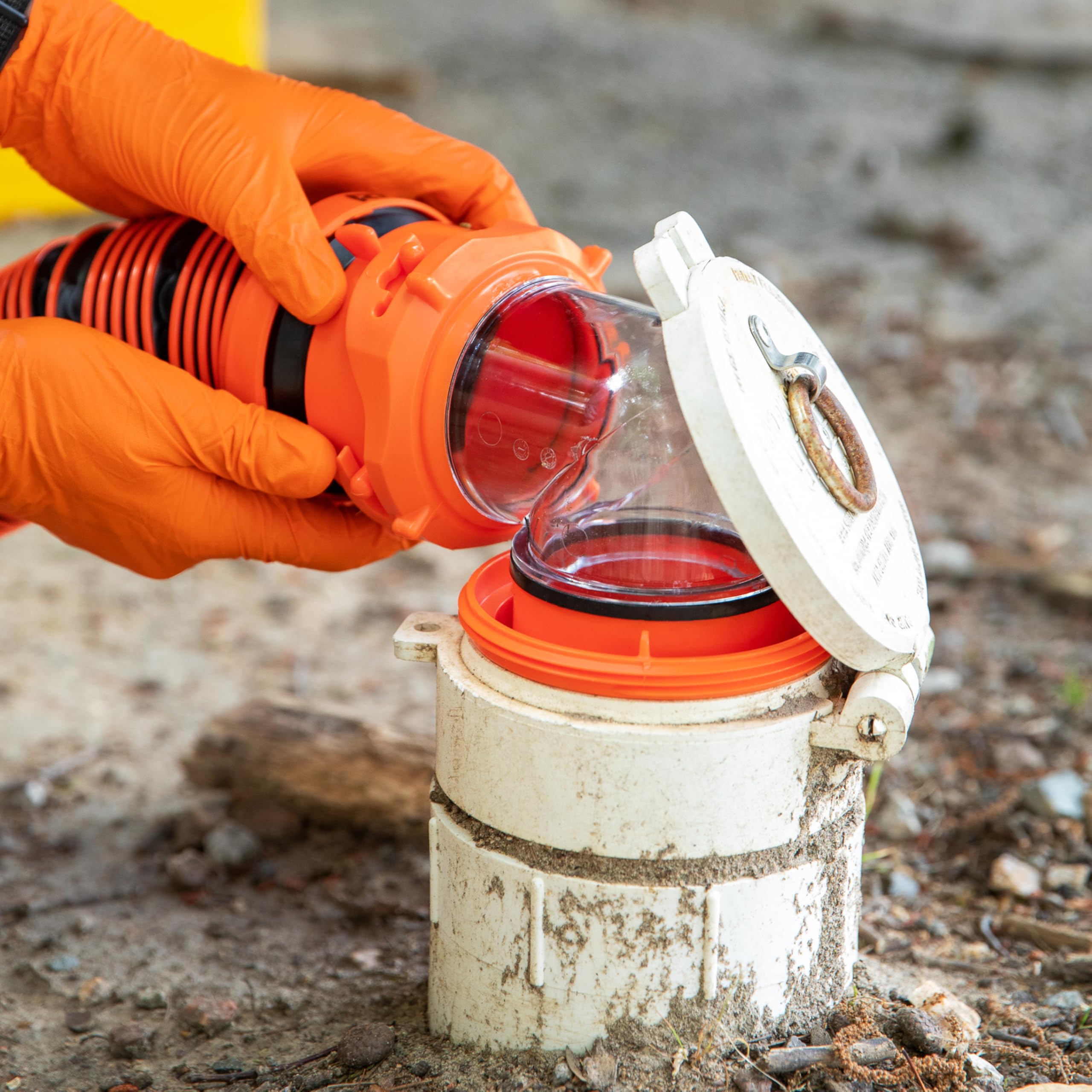 Camco Rhino in campsite setting showing practical use for hassle-free dumping