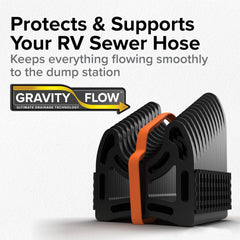 Camco Sidewinder deep cradle close-up securing hose to prevent kinks