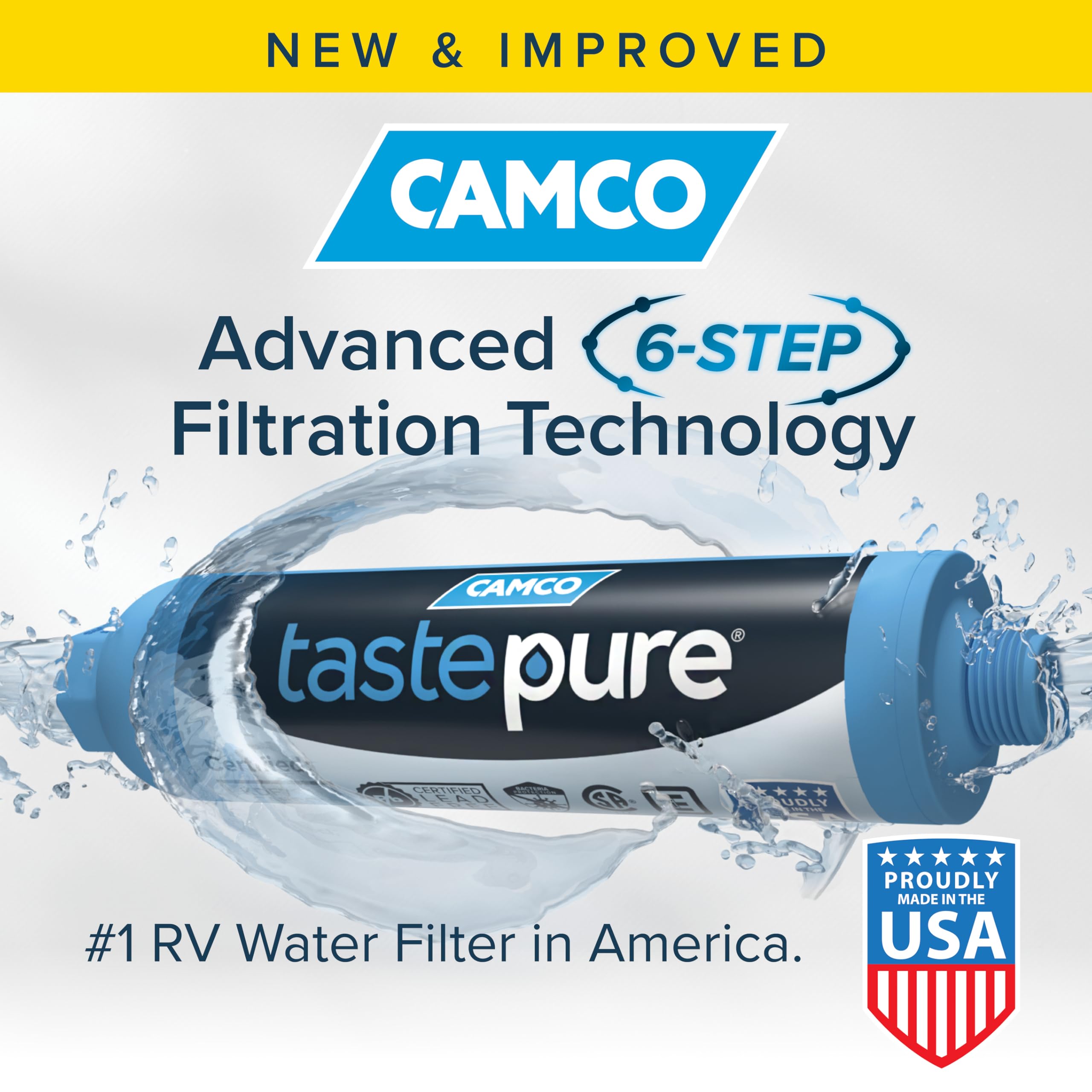 Camco close-up of durable filter housing showing texture and leak-resistant fitting benefit