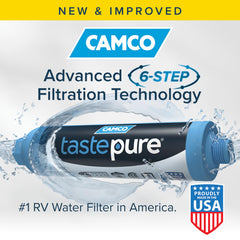 Camco close-up of durable filter housing showing texture and leak-resistant fitting benefit