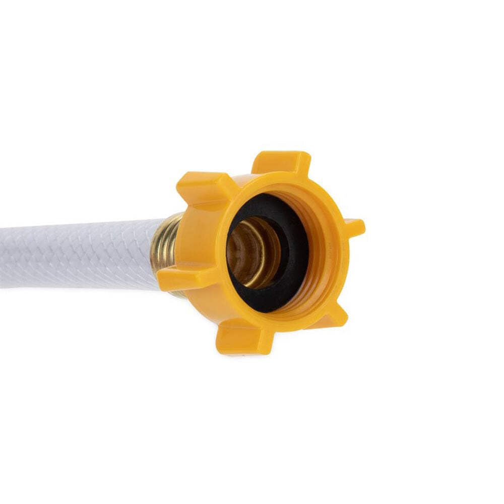 Camco TastePURE in use at an RV connection demonstrating clean drinking water supply