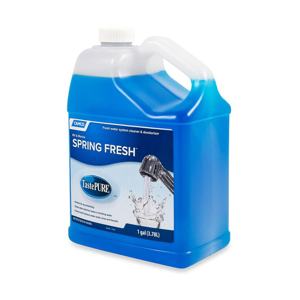 Camco product next to RV water tank opening during treatment