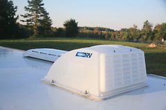 Camco vent cover installed on RV roof demonstrating ventilation and exterior protection benefit