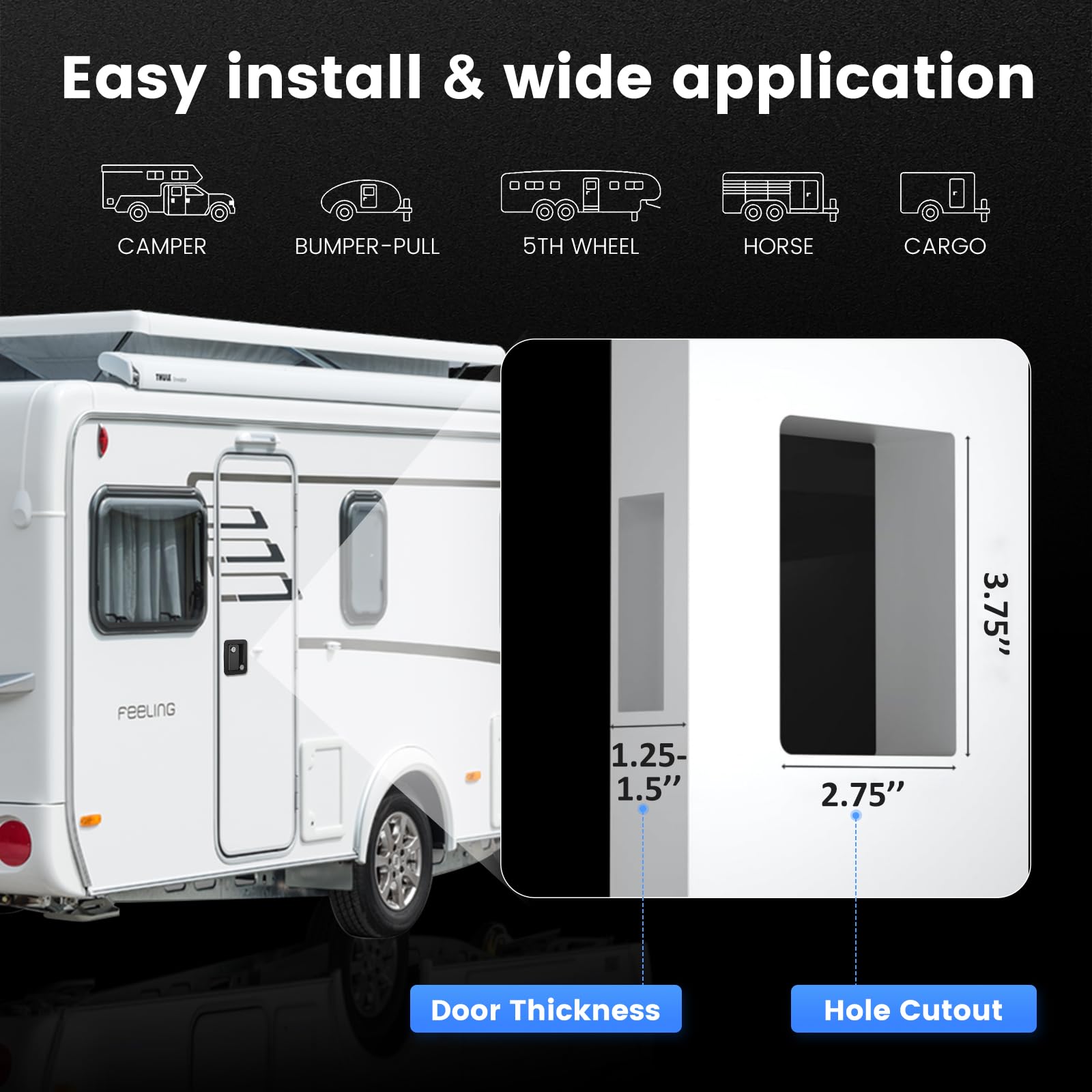 CAMJOKE side profile showing door thickness compatibility and fit