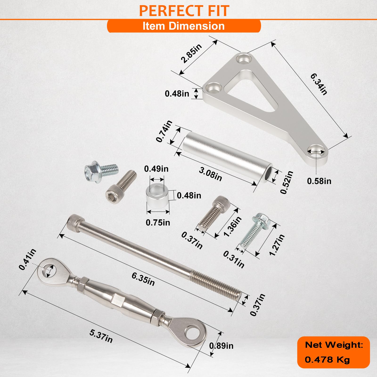 Camoo kit hardware bolts and spacers included for straightforward installation