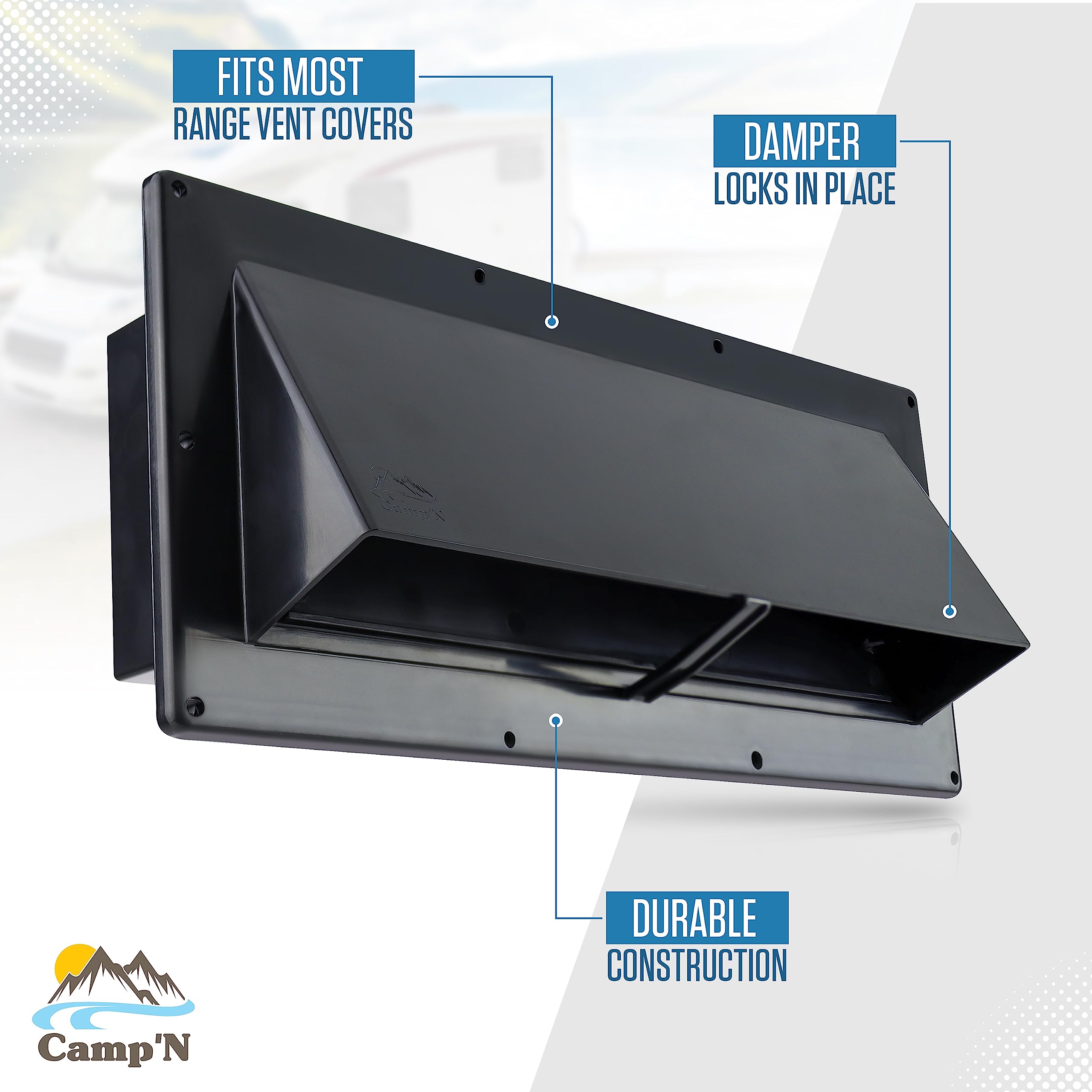 Camp'N hardware kit displayed with screws for quick, hassle-free install