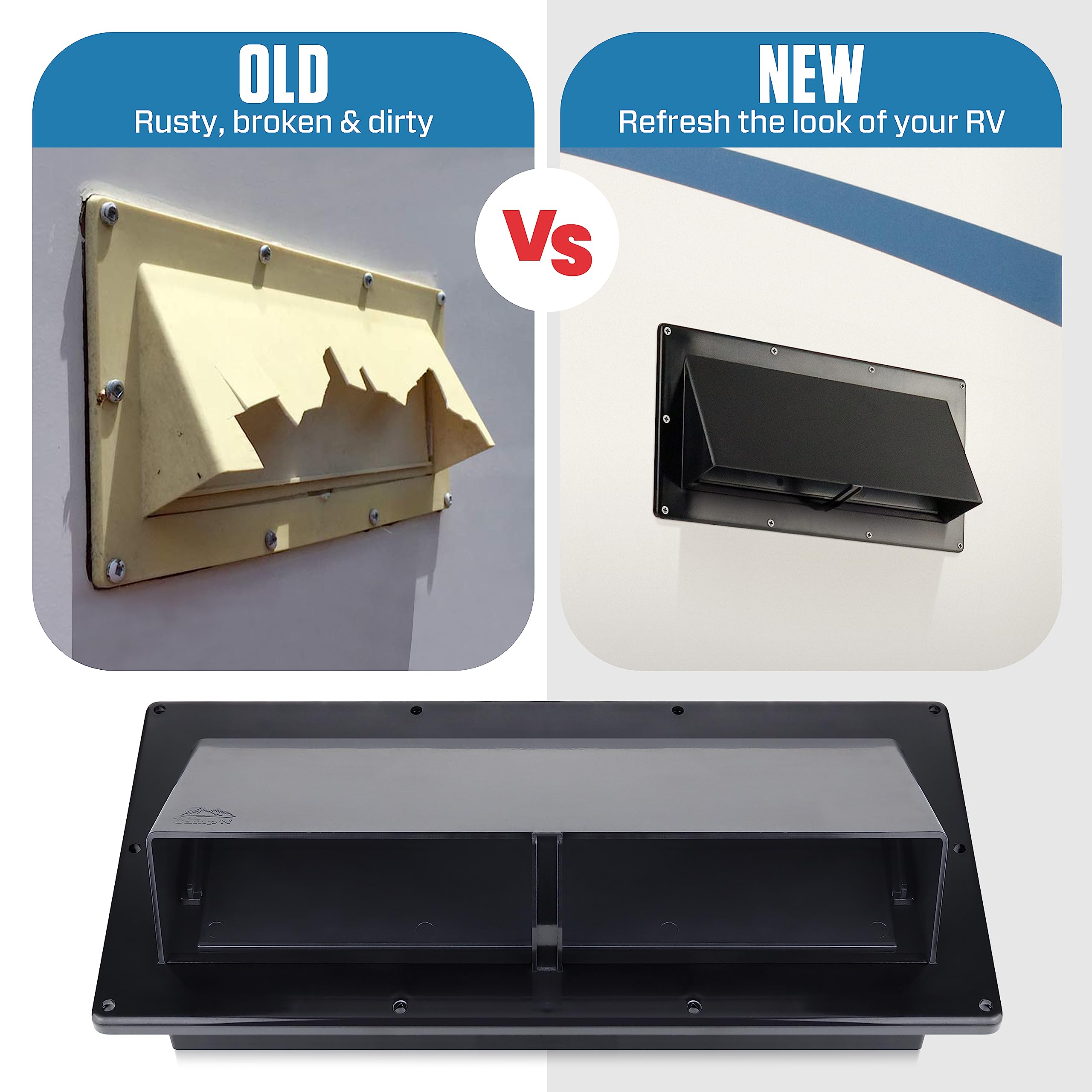 Camp'N side profile of vent cover highlighting low-profile design benefit