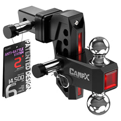 CAMPX front view of hitch showing mounted ball and overall profile for reliable towing