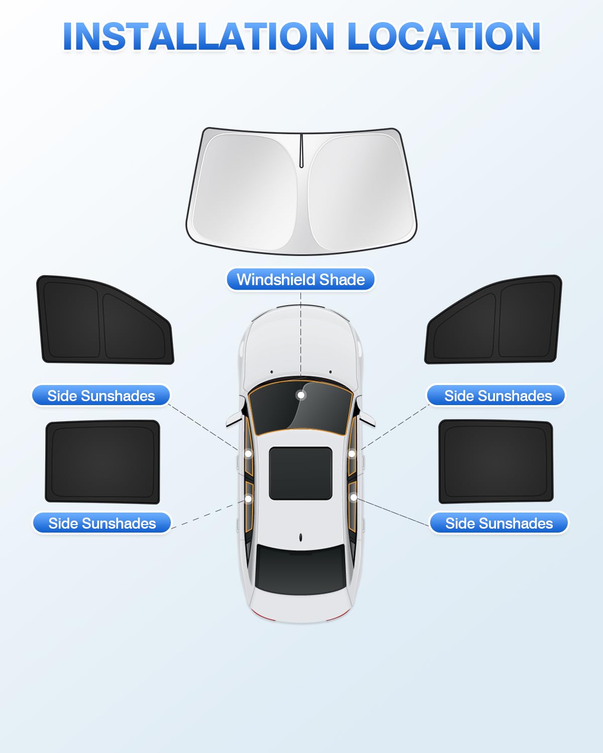 Canvcle folded shades in storage bag for compact transport and convenience