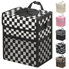 Capolo car trash can front view with lid showing tidy appearance and smell control