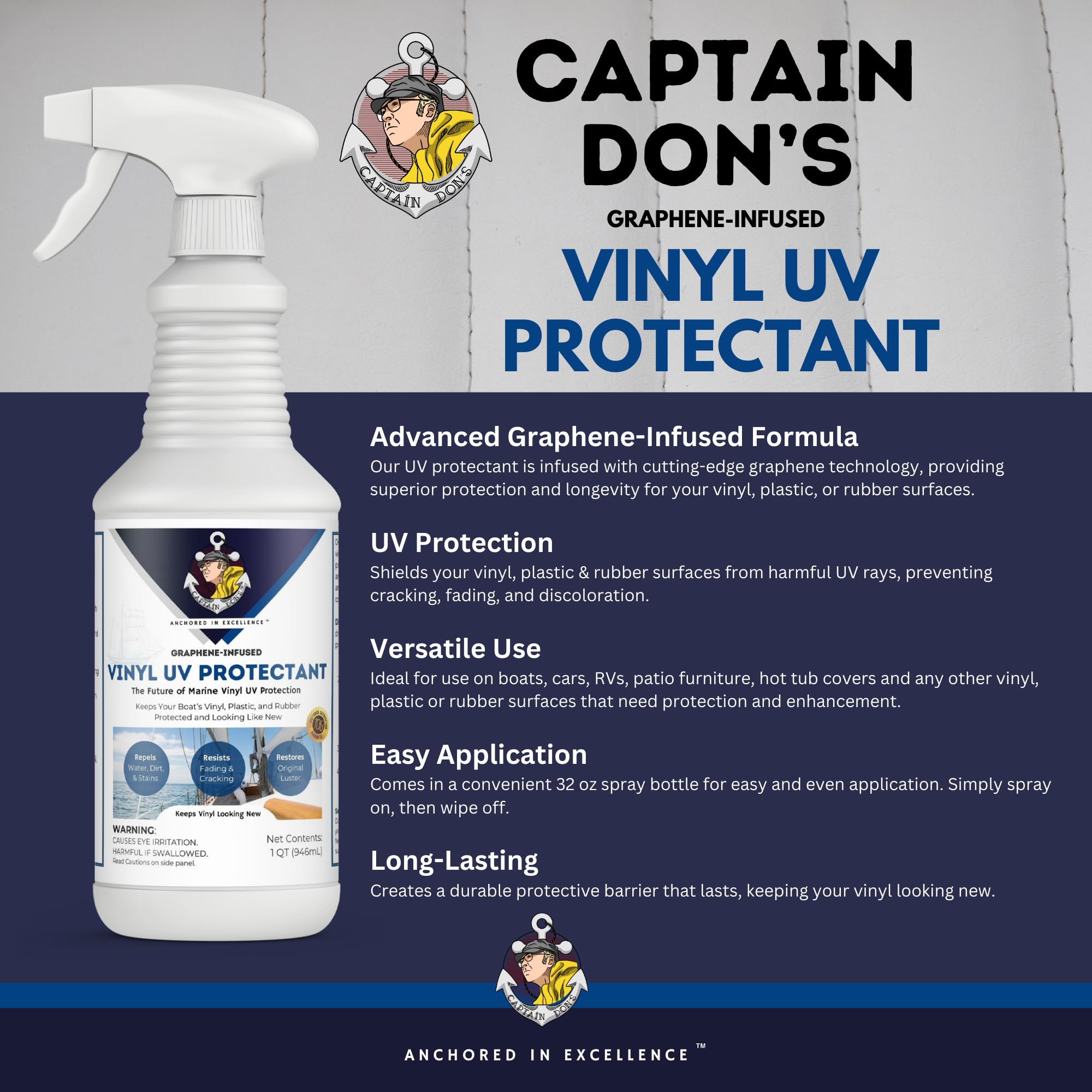 Spray pattern from Captain Don's on vinyl surface demonstrating fine mist and coverage