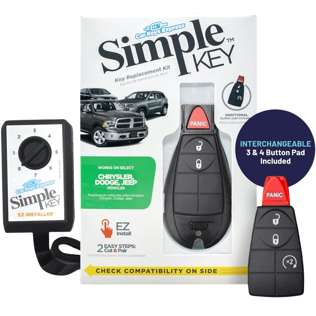 Car Keys Express front packaging showing kit contents and compatibility benefits