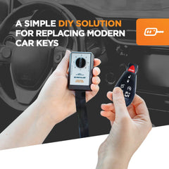 Car Keys Express simple programmer connected to a car port illustrating easy pairing