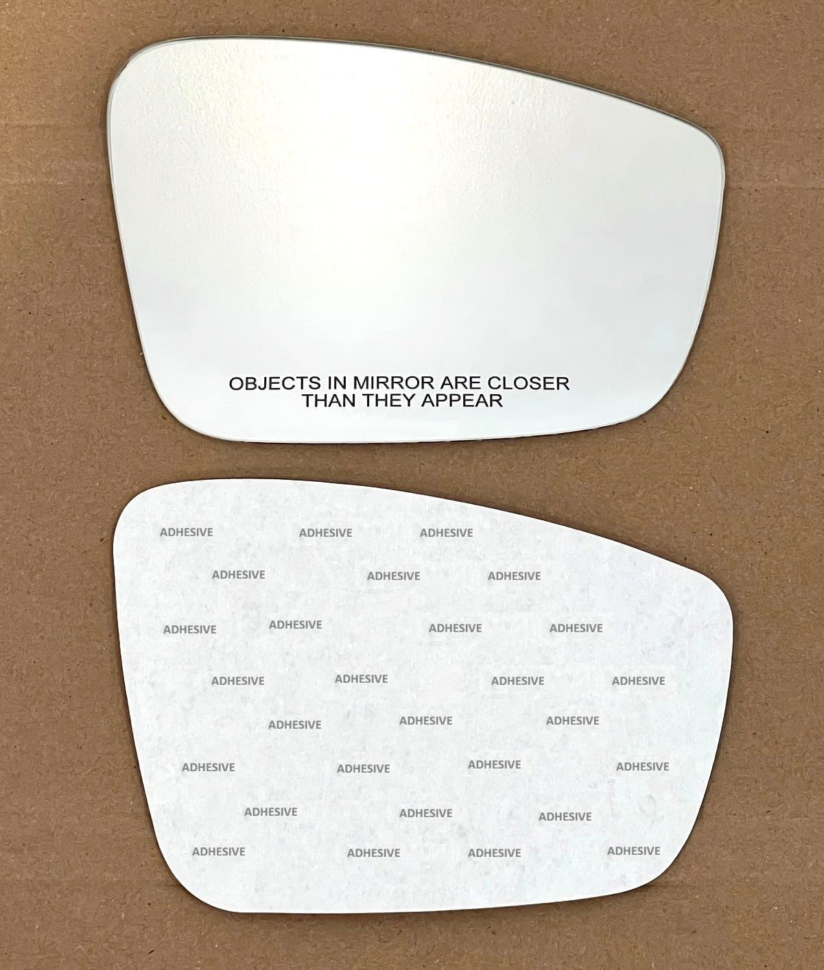 CAR MIRROR BAZAR rear adhesive pad close-up showing contoured automotive adhesive for secure bond