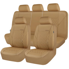 CAR PASS front seat overview showing beige quilted protection and upgraded style