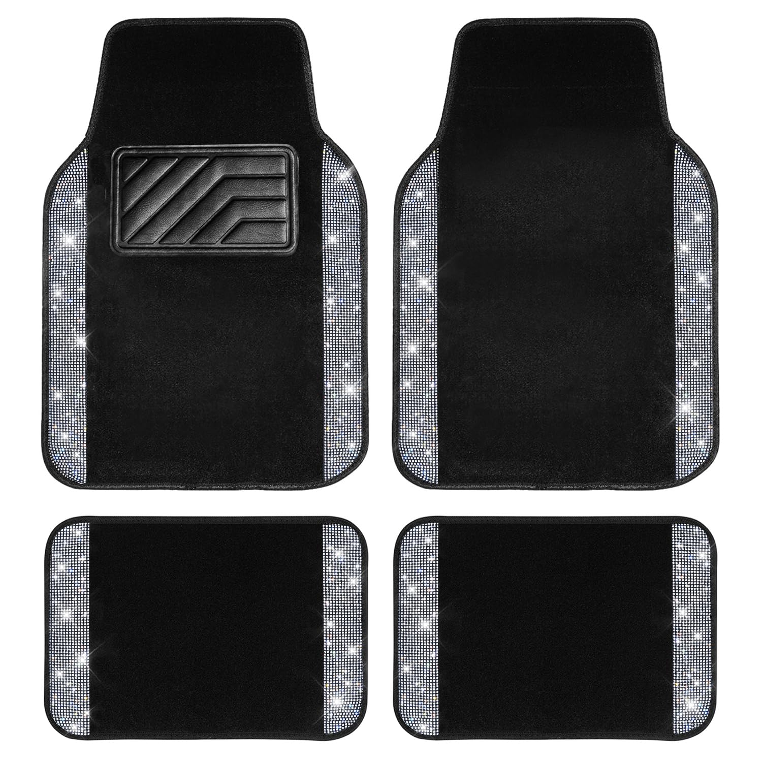 CAR PASS front mat flat view showing glam finish and protection