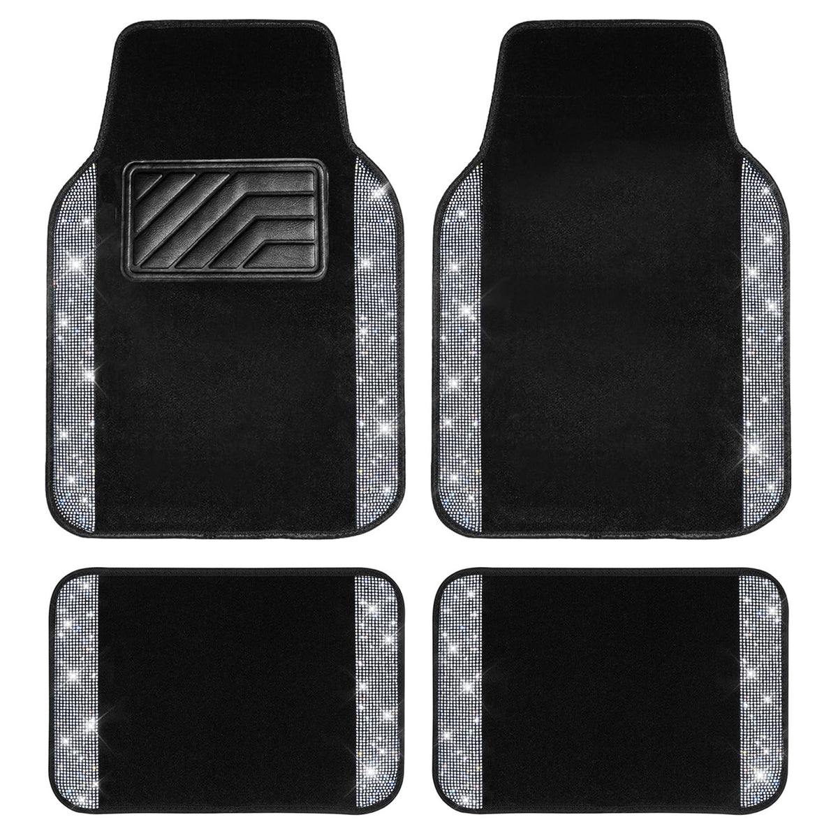 CAR PASS front mat flat view showing glam finish and protection