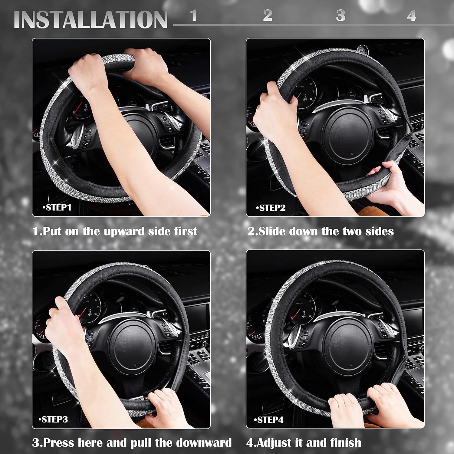 CAR PASS steering wheel cover in car scene adds luxury and visual impact