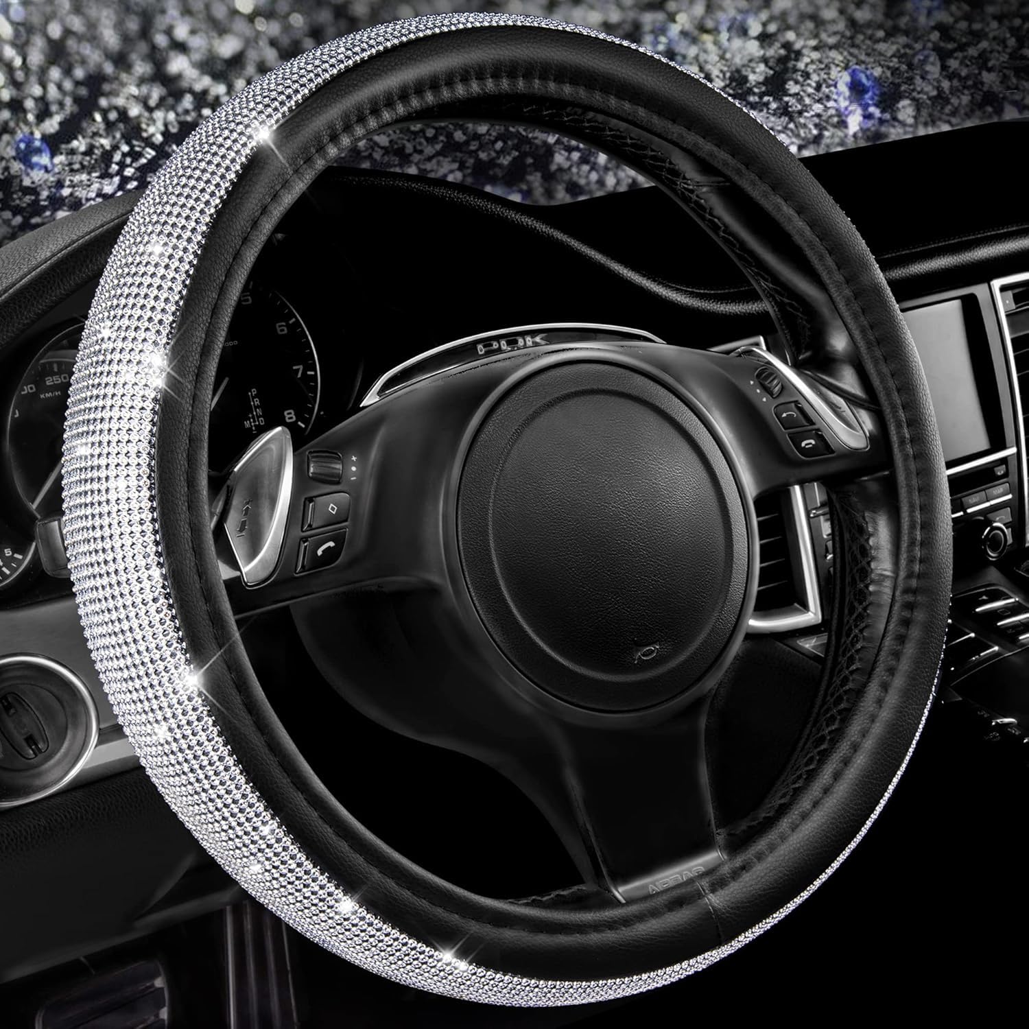 CAR PASS front view of silver bling cover shows glossy finish and sparkle benefit
