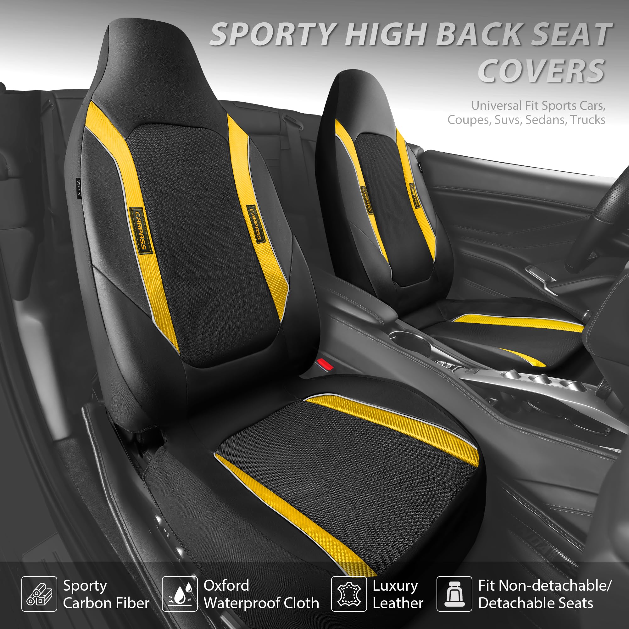 CAR PASS carbon fiber accent close-up highlighting sporty finish