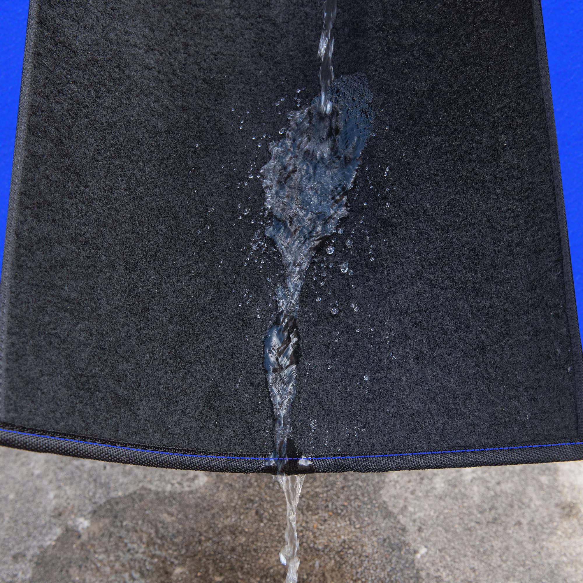 CAR PASS faux leather edge with blue trim showing easy wipe-clean finish