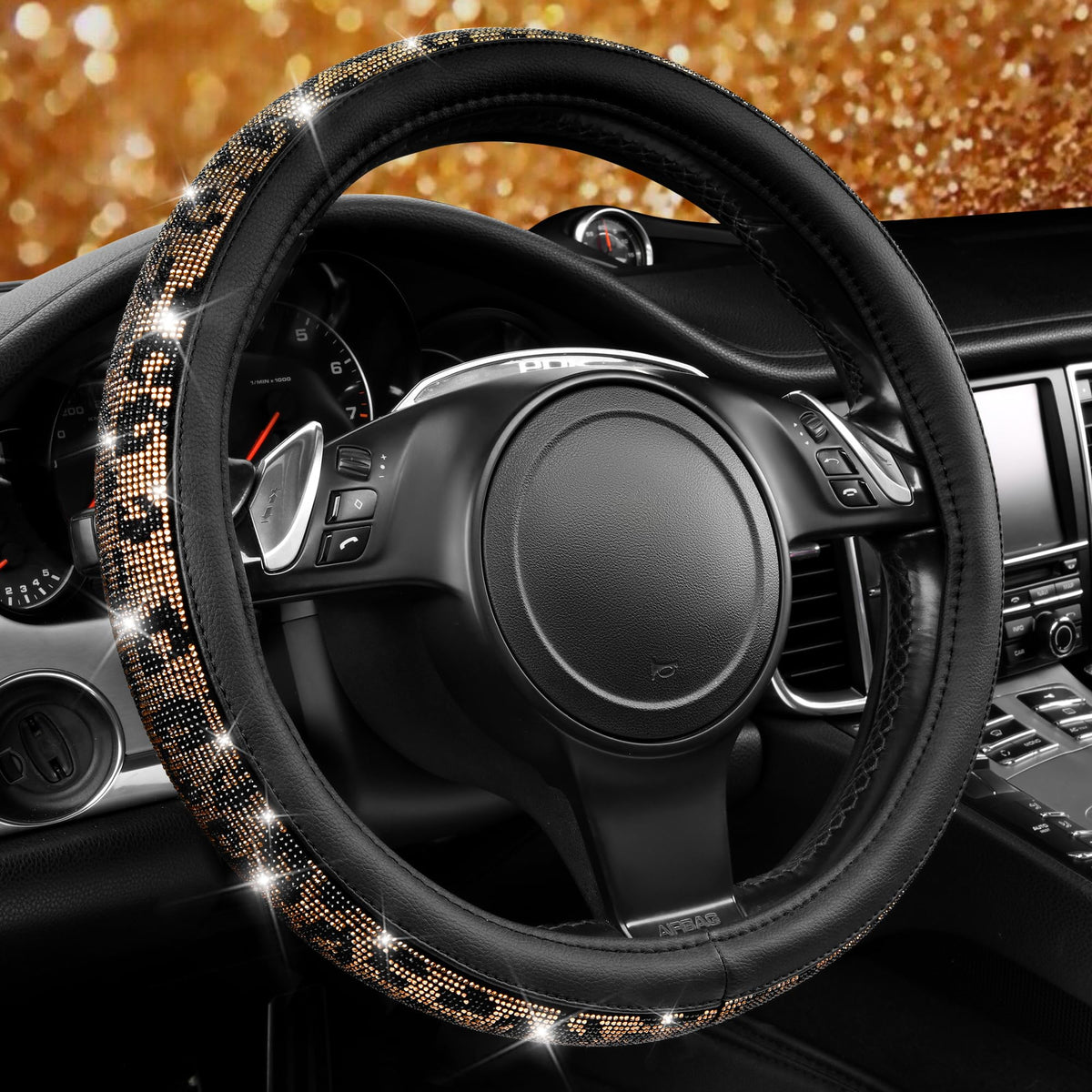 CAR PASS front view showing gold leopard cover and packaging, adds glam