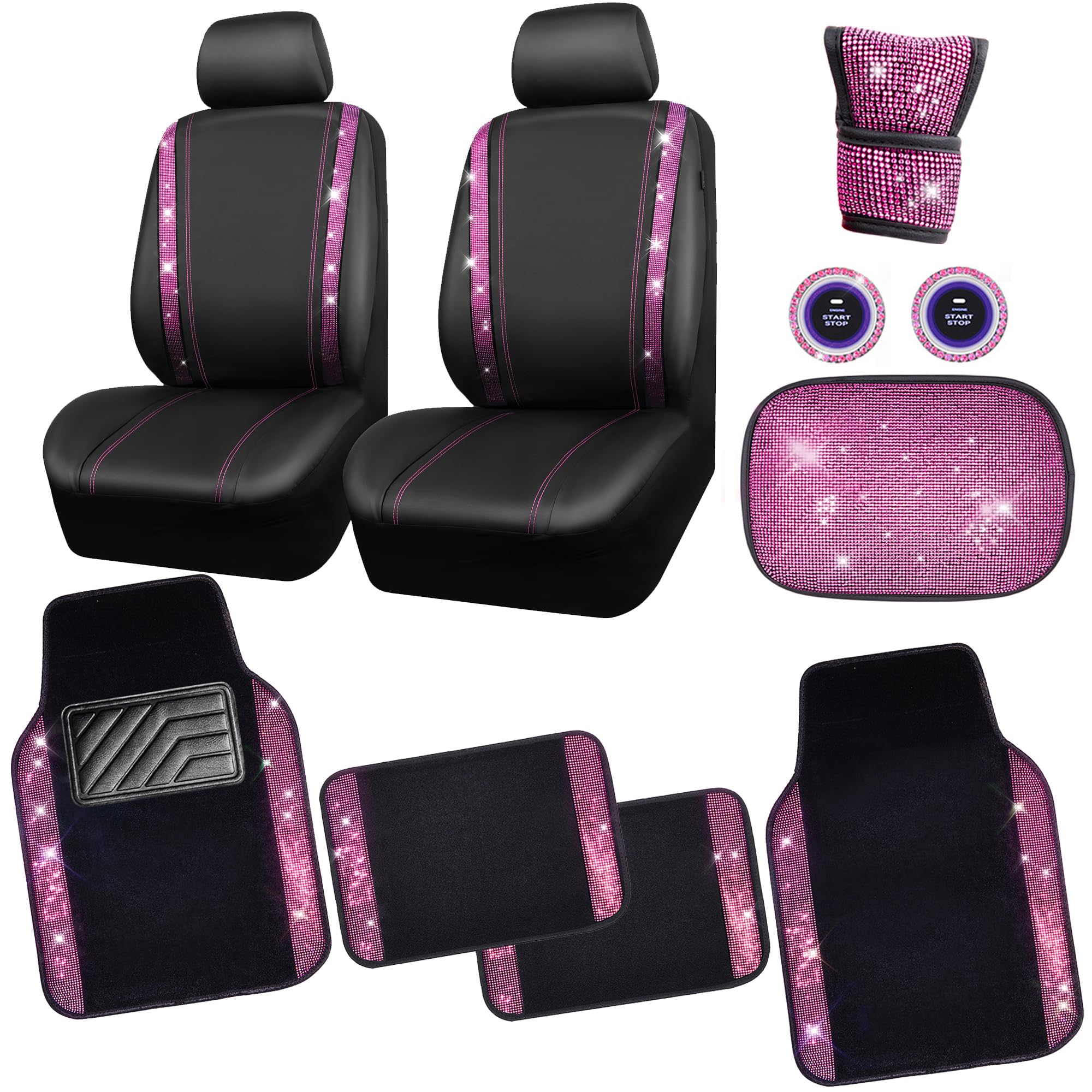 CAR PASS front seat cover front view showing sparkling protection