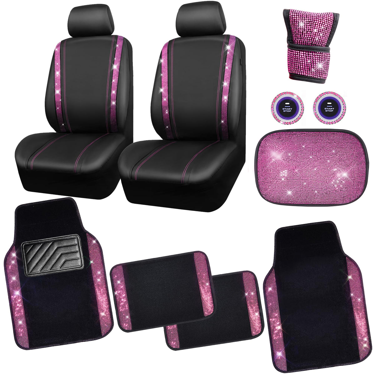 CAR PASS front seat cover front view showing sparkling protection