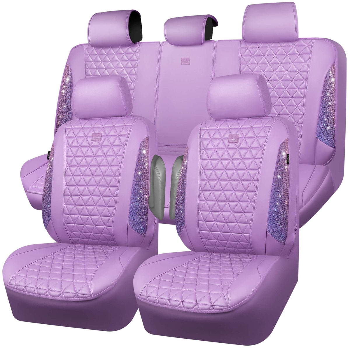 CAR PASS front seat cover in lavender showing sparkling finish and style benefit