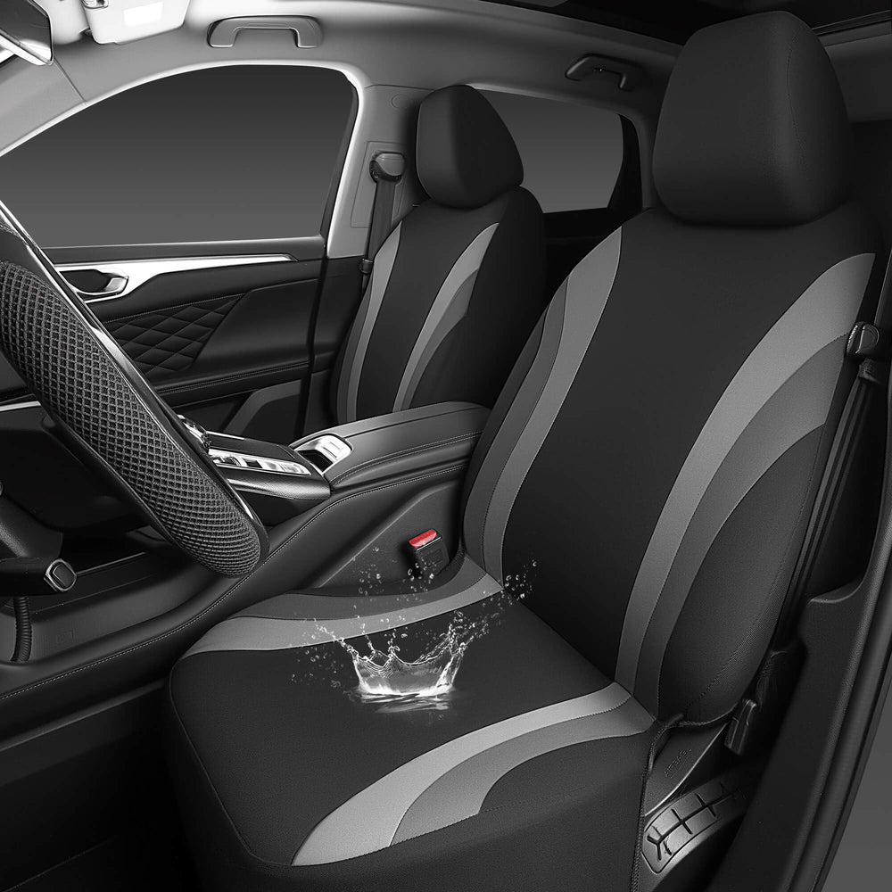 CAR PASS front view of black and gray covers showing neat protection and sporty look