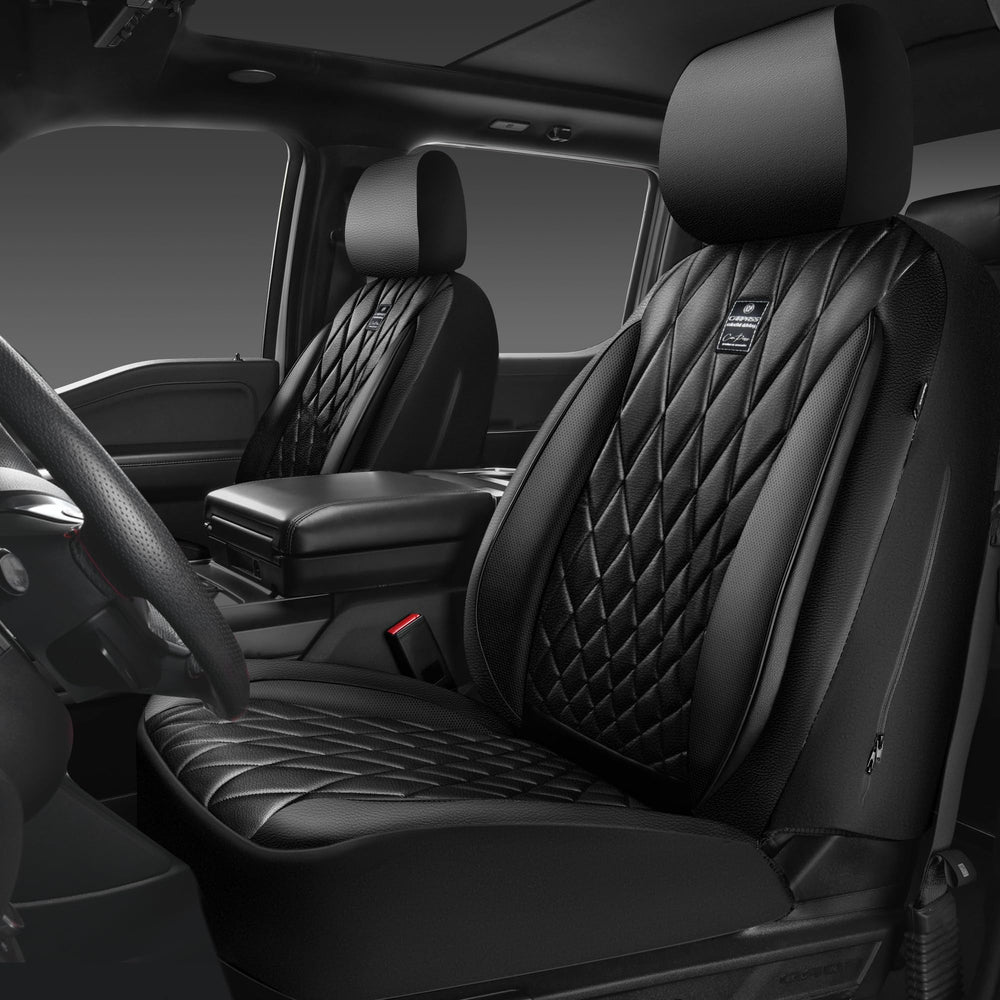 CAR PASS front seat covers full view showing sleek fit and protection
