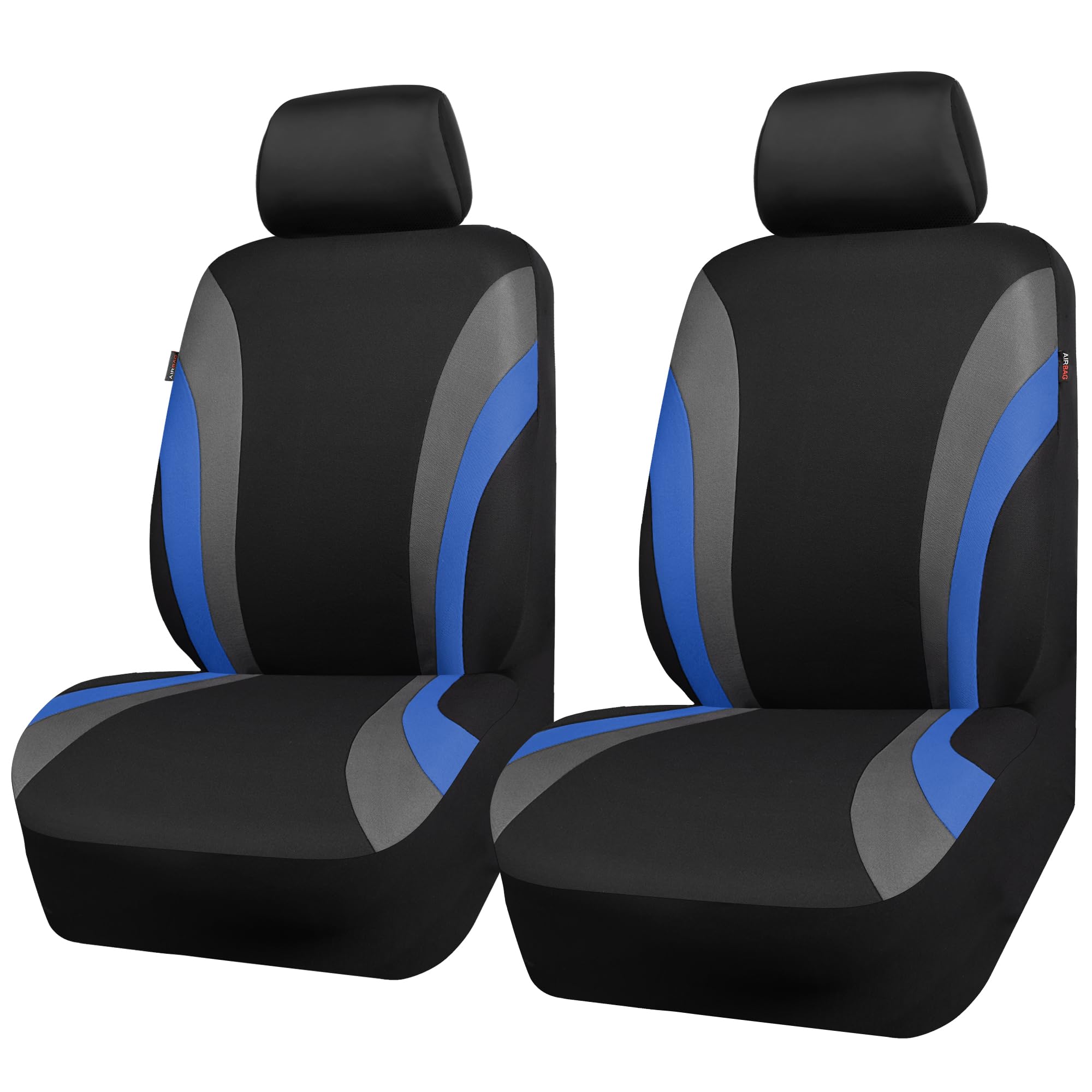 CAR PASS packaging showing two front seat covers, compact and ready to install