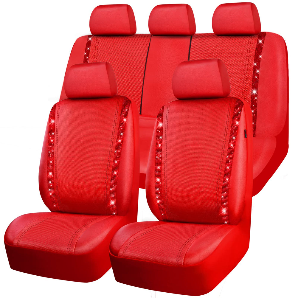 CAR PASS front seat full view showing red rhinestones and protection