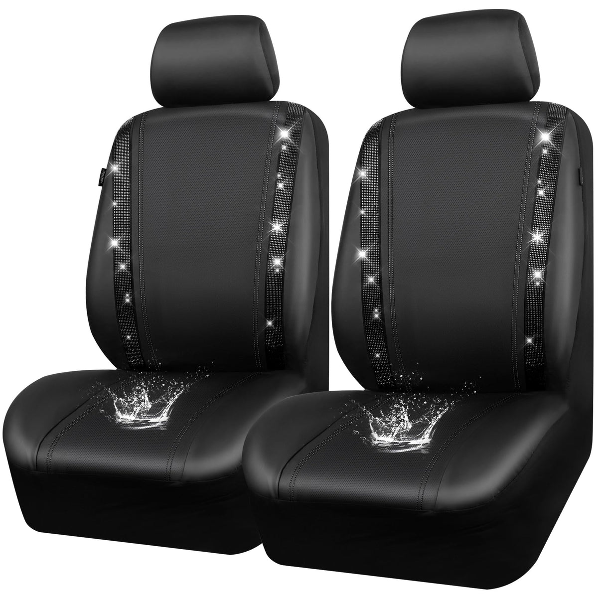 CAR PASS front view seat covers showing full fit and sparkle benefit