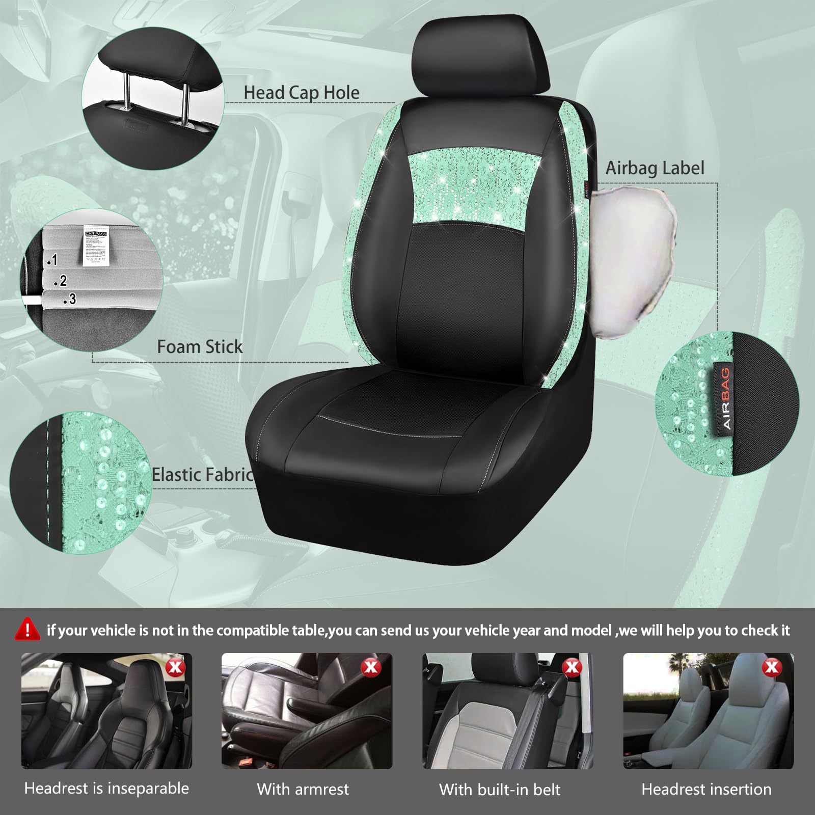 CAR PASS glitter steering wheel cover improving grip and adding style