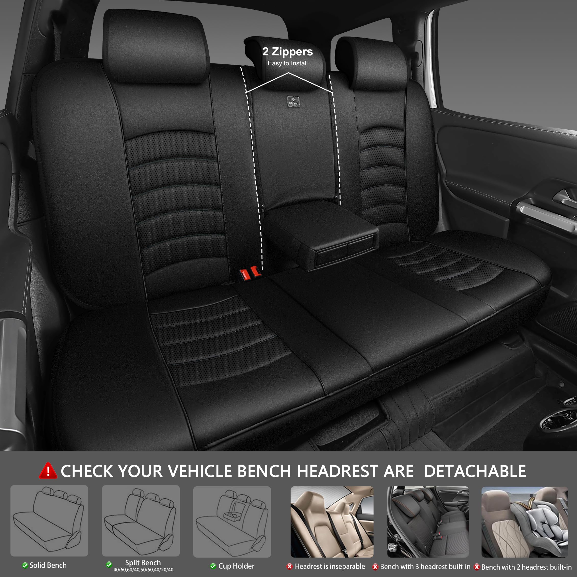 CAR PASS removable headrest caps displayed for secure fit and clean look