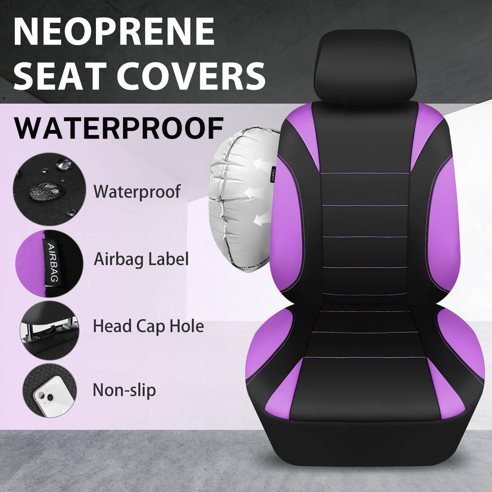 CAR PASS separate headrest cover detail, easy install and neat fit