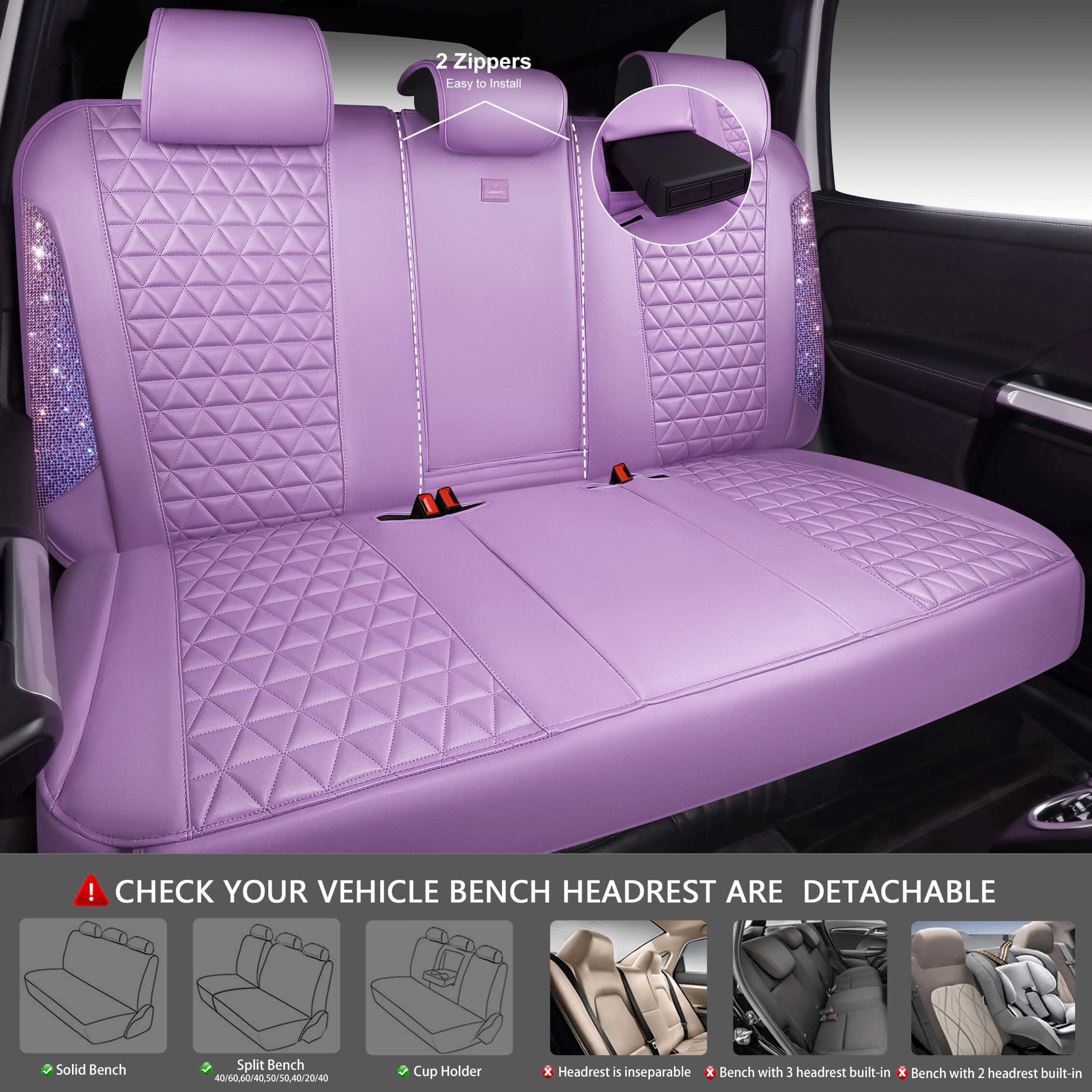 CAR PASS removable headrest cover displayed for easy-fit and coordinated look