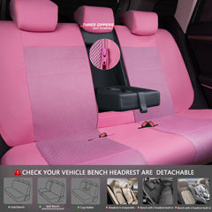 CAR PASS five pink headrest covers arranged for cohesive interior styling