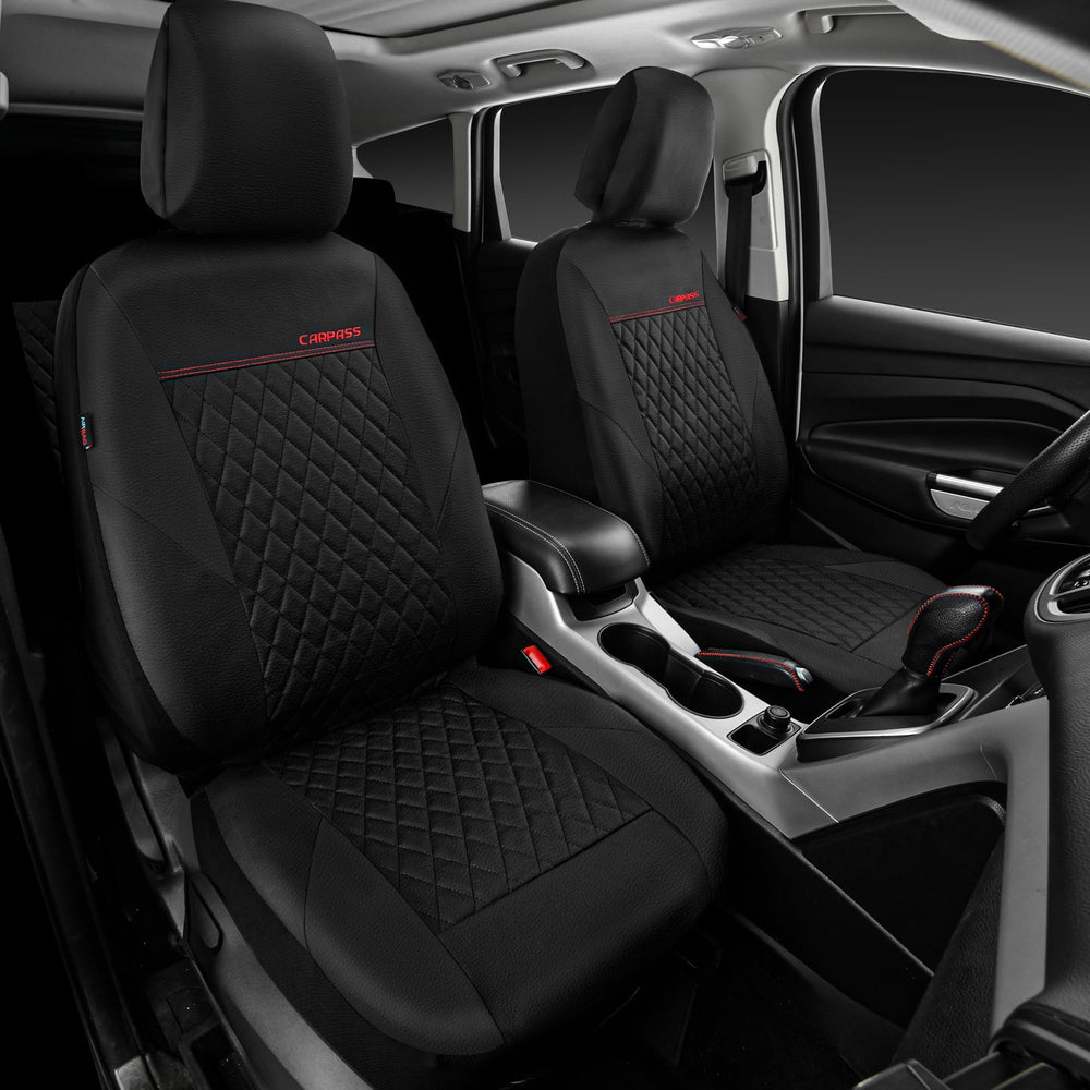 CAR PASS headrest covers detail showing removable design for easy cleaning
